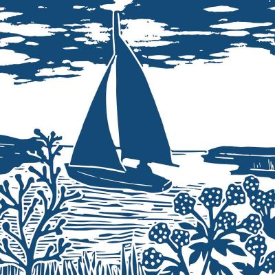 Blakeney Point single colour linocut print by Kate Heiss