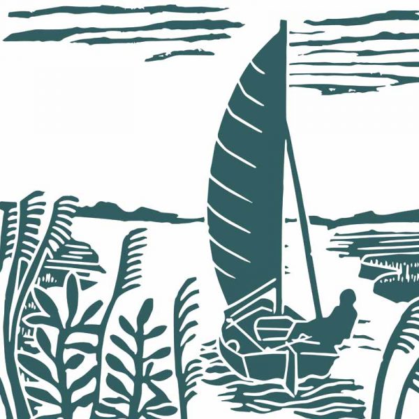 morston creek single colour linocut by kate heiss