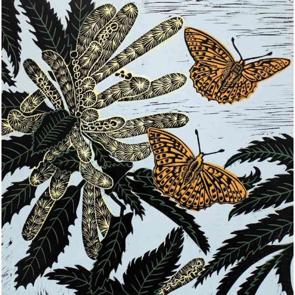 Snettisham sweet chestnut linocut print by kate heiss