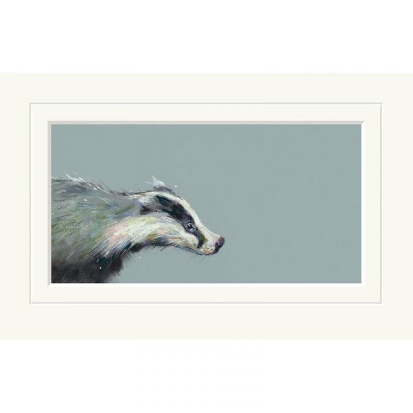 Mounted limited edition print 'Brock' by Nicky Litchfield