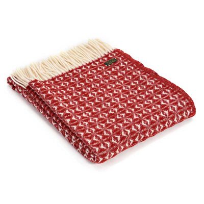 Red cobweave throw by Tweedmill textiles