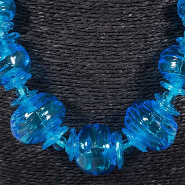 Detail of glass bead necklace 'Aqua' by Clare Gaylard