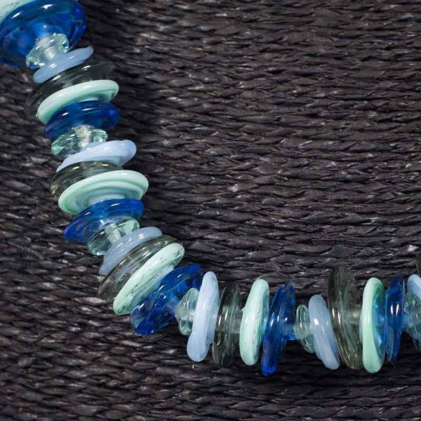 Detail of glass bead necklace 'Estuary' by Clare Gaylard