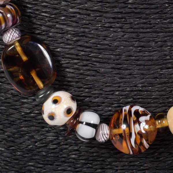 Detail of glass bead necklace 'Nomad' by Clare Gaylard