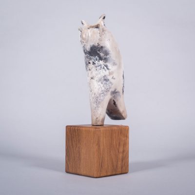 Ceramic sculpture of 'Watchful Eye II' by Carol Pask