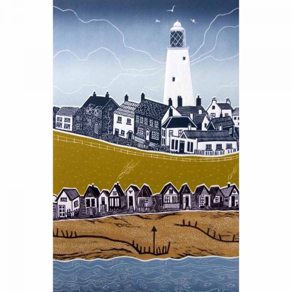 Linocut print of Southwold by Diana Ashdown