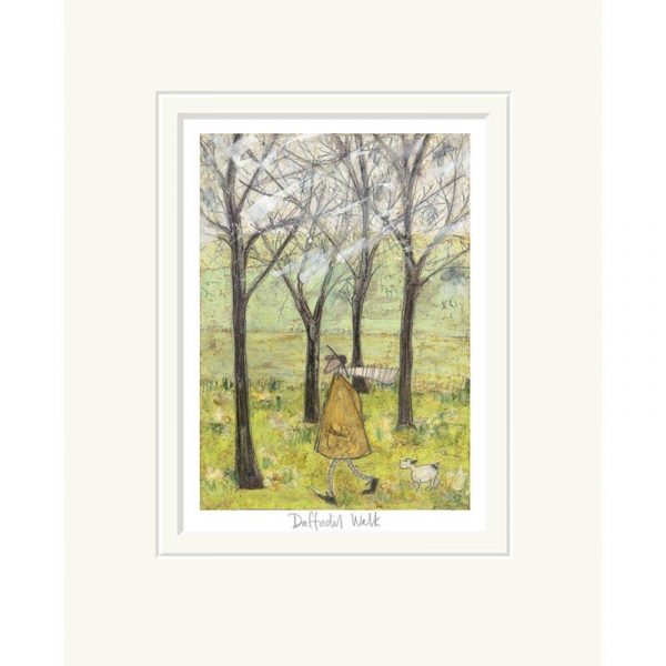 Mounted limited edition print 'Daffodil Walk' by Sam Toft