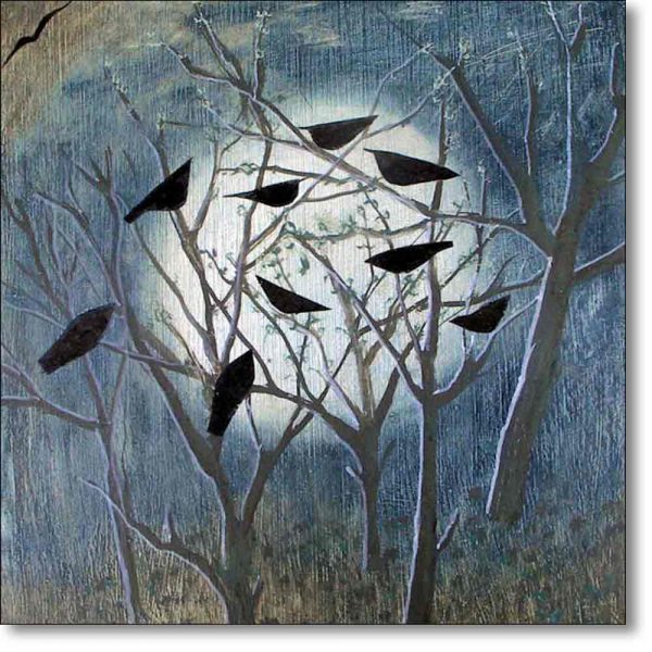 Greeting card of 'Moons, Birds and Trees' by Hannah Hann
