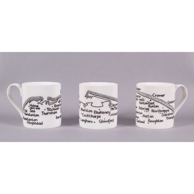 Set of 3 bone china mugs 'North Norfolk Coastline' by Magi-C