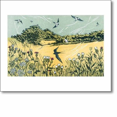Greeting card of 'Bayfield Swallows' by Niki Bowers