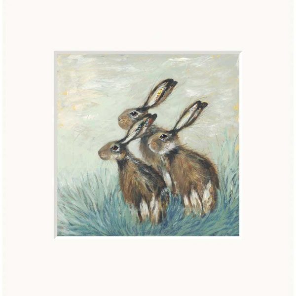 Mounted limited edition print 'A Husk of Hares' by Nicola Hart