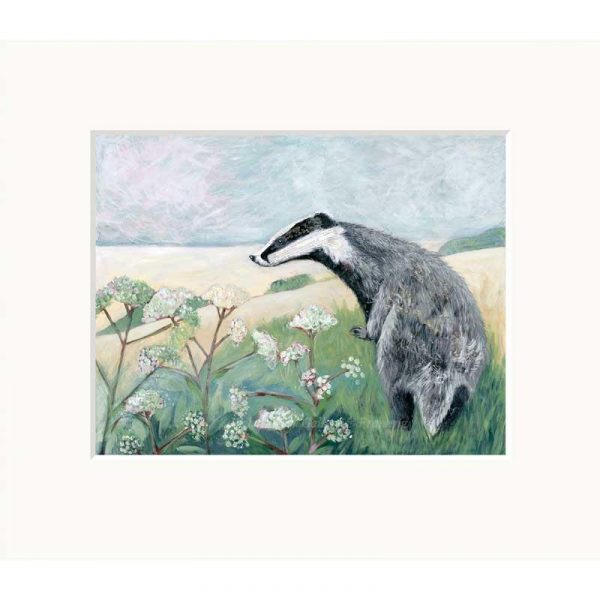 Mounted limited edition print 'Badger' by Nicola Hart