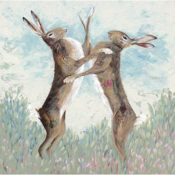 Limited edition print 'Boxing Hares' by Nicola Hart