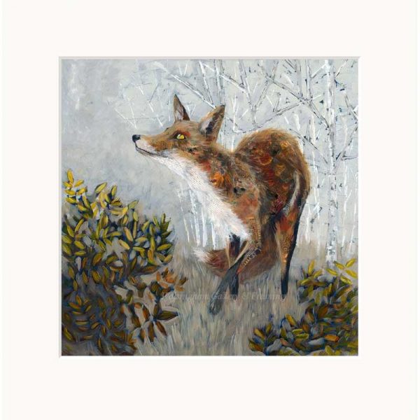 Mounted limited edition print 'Fox' by Nicola Hart