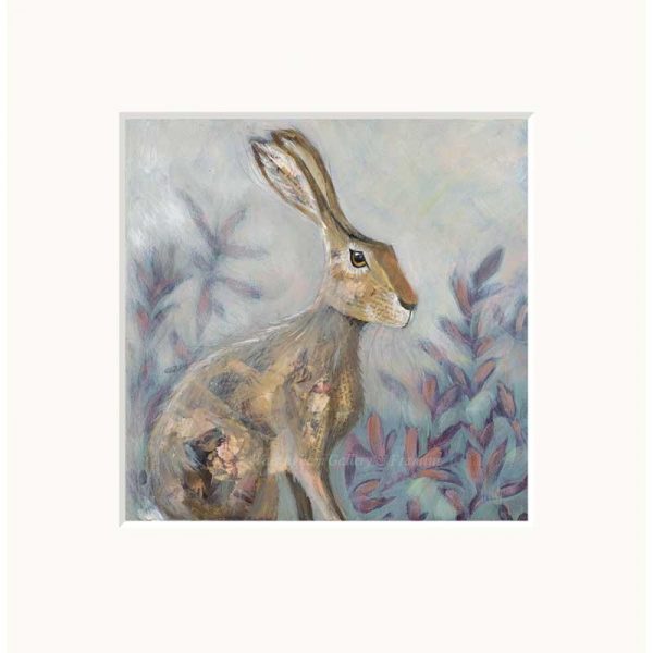 Mounted limited edition print 'Sitting Hare' by Nicola Hart