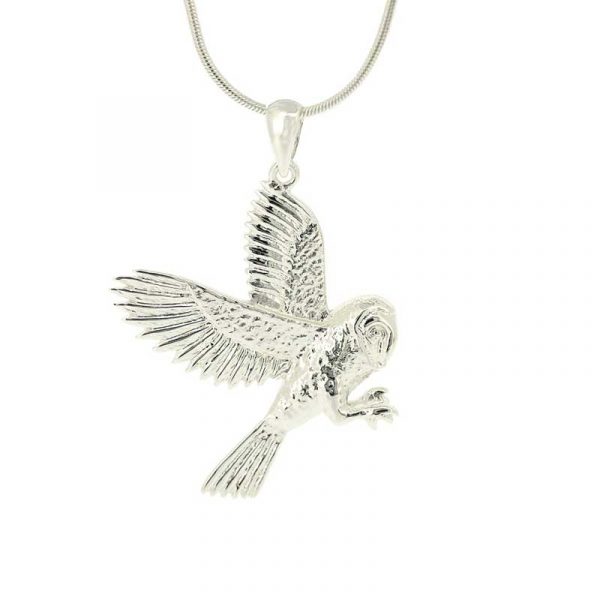 sterling silver barn owl pendant