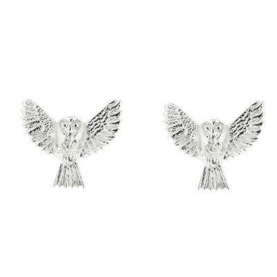 Barn owl stud earrings in sterling silver