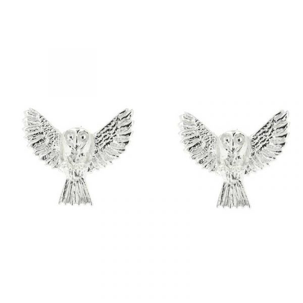 Barn owl stud earrings in sterling silver