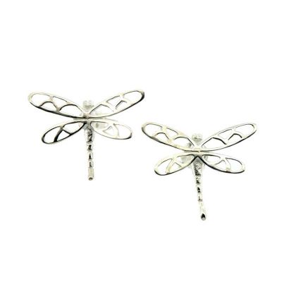 Silver dragonfly stud earrings