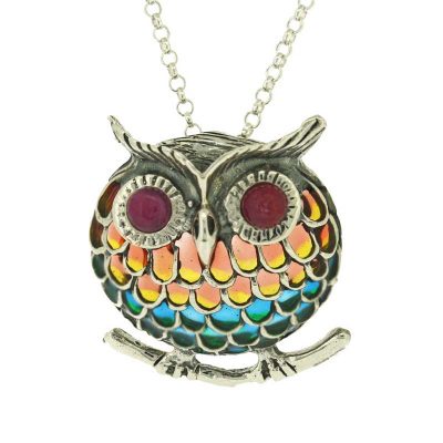 Enamel owl pendant