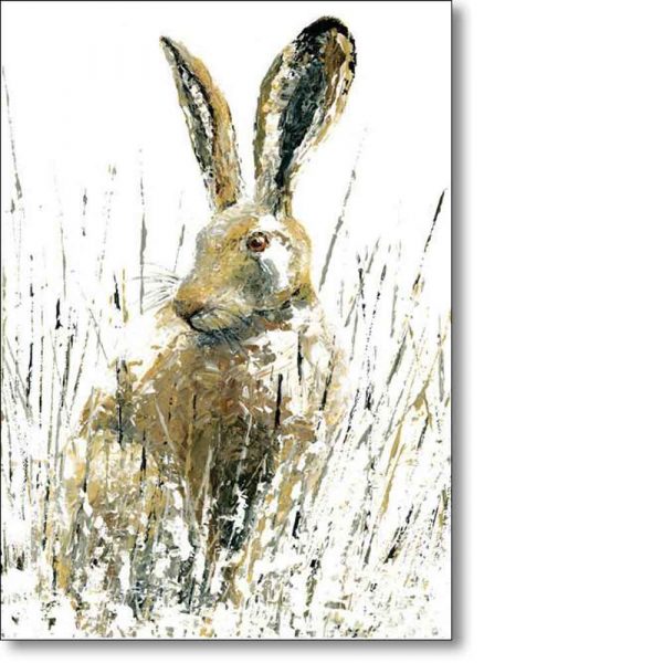 Greeting card of 'Snow Hare' by Sarah Pye