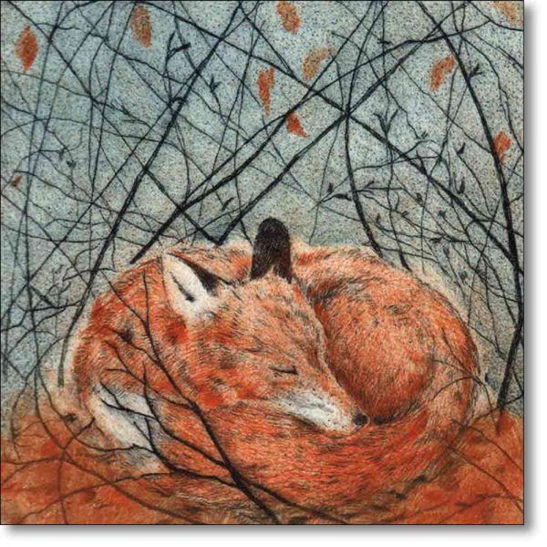 Greeting card of 'Resting Fox' by Sarah Bays