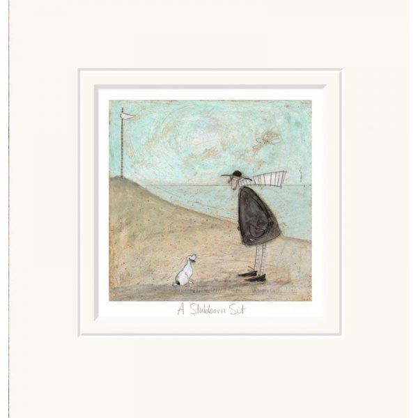 Mounted limited edition print 'A Stubborn Sit' by Sam Toft