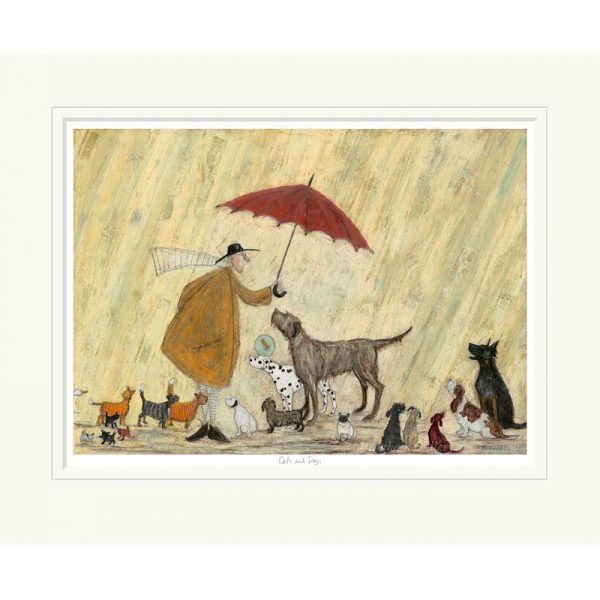 Mounted limited edition print 'Cats and Dogs' by Sam Toft