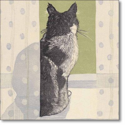 Greeting card of 'Cat On A Windowsill' by Vanessa Lubach