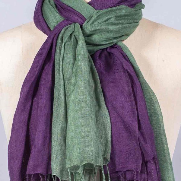 'Pashmina - Aubergine Green' by York Scarves, close-up