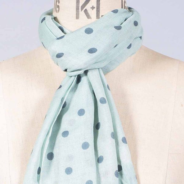 'Polka Dot - Duck Egg/Grey' by York Scarves, close-up