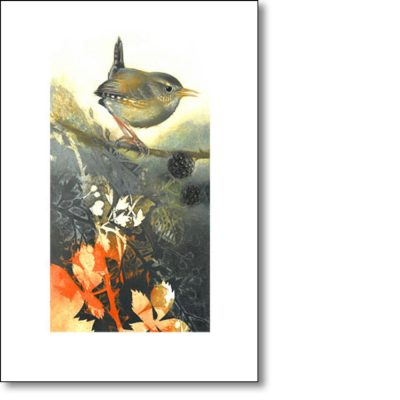 Greeting Card of 'Wren in Autumn' by Louise Bird