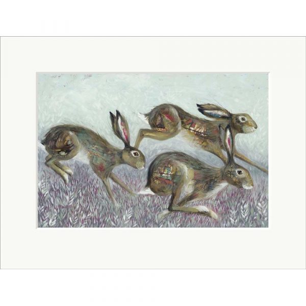 Mounted limited edition print 'Hedge Springers' by Nicola Hart