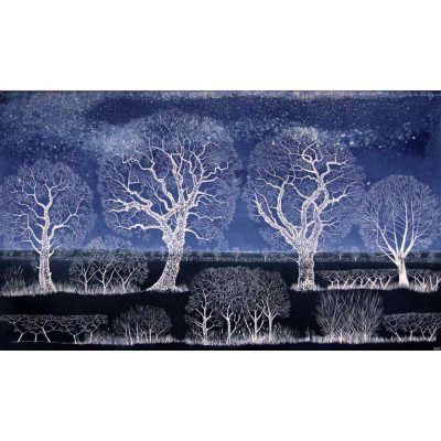 Linocut print of 'Soft Star Night' by Diana Ashdown