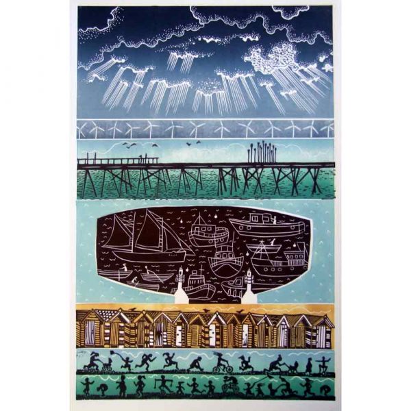 Linocut print of 'Lowestoft' by Diana Ashdown