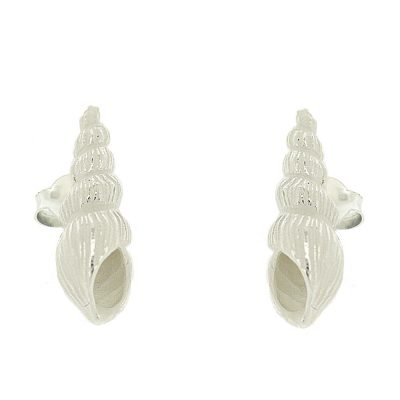 Sterling silver stud earrings in shape of auger shells