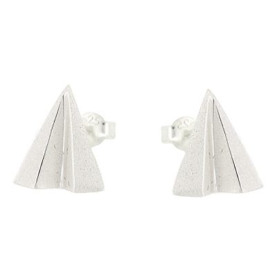 Sterling silver stud earrings in shape of paper airplanes