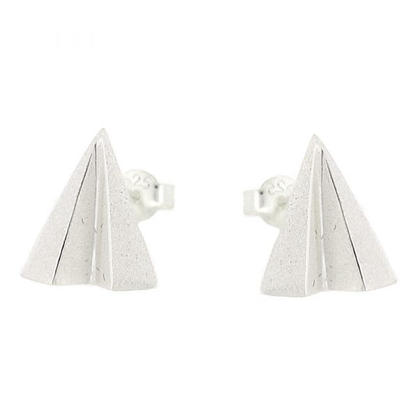 Sterling silver stud earrings in shape of paper airplanes