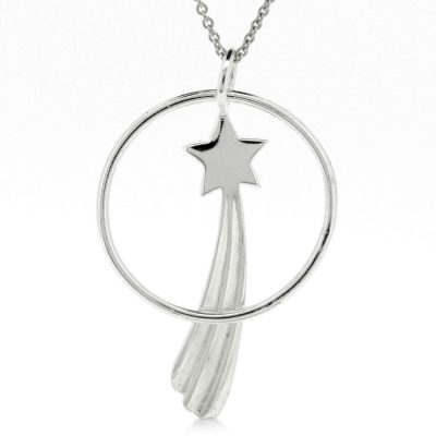 Sterling silver shooting star & circle pendant