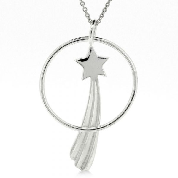 Sterling silver shooting star & circle pendant