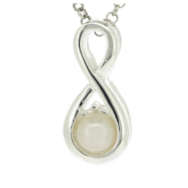 Sterling silver & pearl infinity pendant
