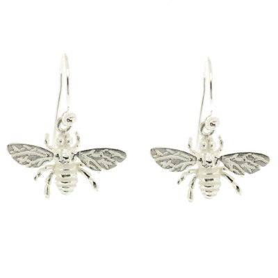 Sterling silver honey bee drop earrings