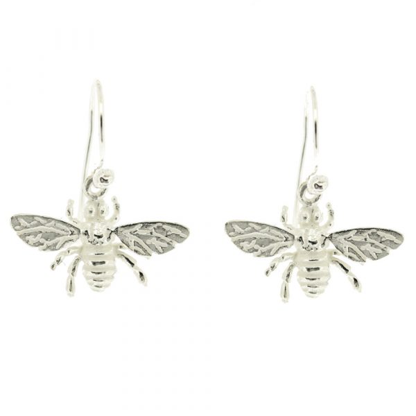 Sterling silver honey bee drop earrings