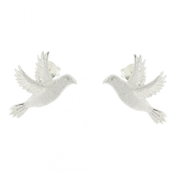 Sterling silver stud earrings in shape of doves