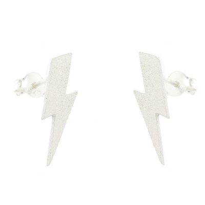 Sterling silver stud earrings in shape of lightning bolts