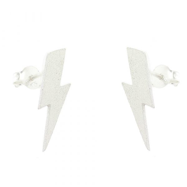 Sterling silver stud earrings in shape of lightning bolts