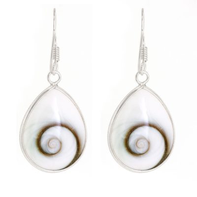 Large Shiva's eye teardrop earrings with silver hooks