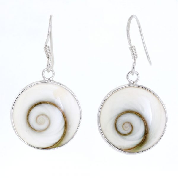 Large Shiva's eye round earrings with silver hooks