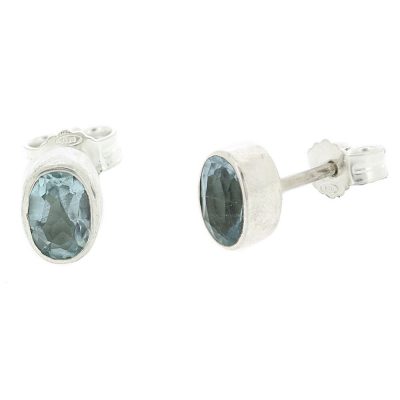 Small oval blue topaz stud earrings