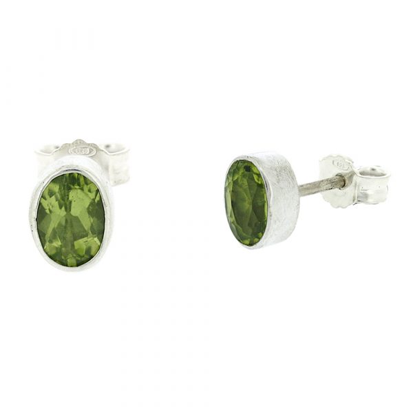 Small oval peridot stud earrings